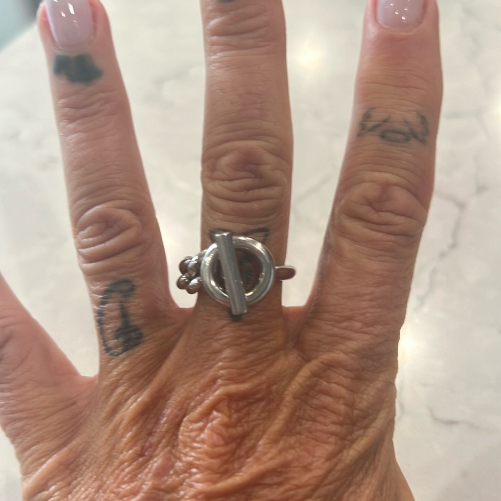 H Silver Toggle Ring - image 1